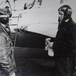 Штурман АЭ майор Пахомов и командир АП полковник Таширев (Батя). Борисоглебское ВВАУЛ, аэродром Бутурлиновка, 1959 год