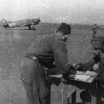 Як-11 перед взлётом, аэродром Танциреи 1953 г.