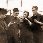 Слева направо: Грачев А., Черкасов А., Кожемякин Г., Муратов А. 1957 год, Родничек.